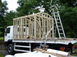 with additional frames in place, we laminated the roof curve over a .
